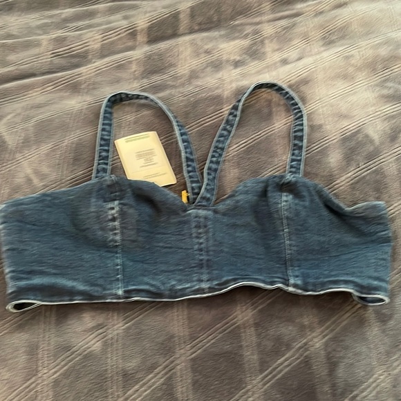 Mistress Rocks x House Of CB “Pistol” Cross Front Denim Crop Top Size L - Picture 10 of 10